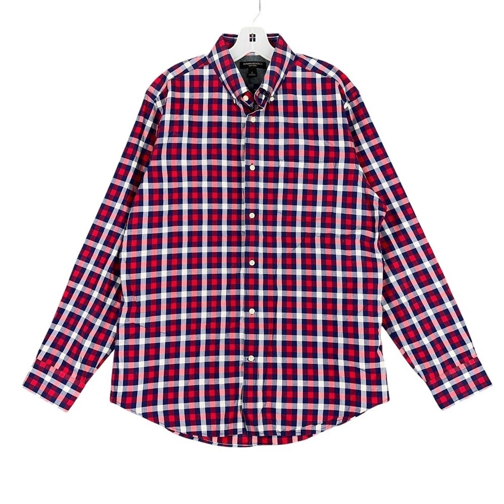 Banana Republic Shirt Mens L Soft Wash Plaid Classic Heritage Minimalist Preppy
